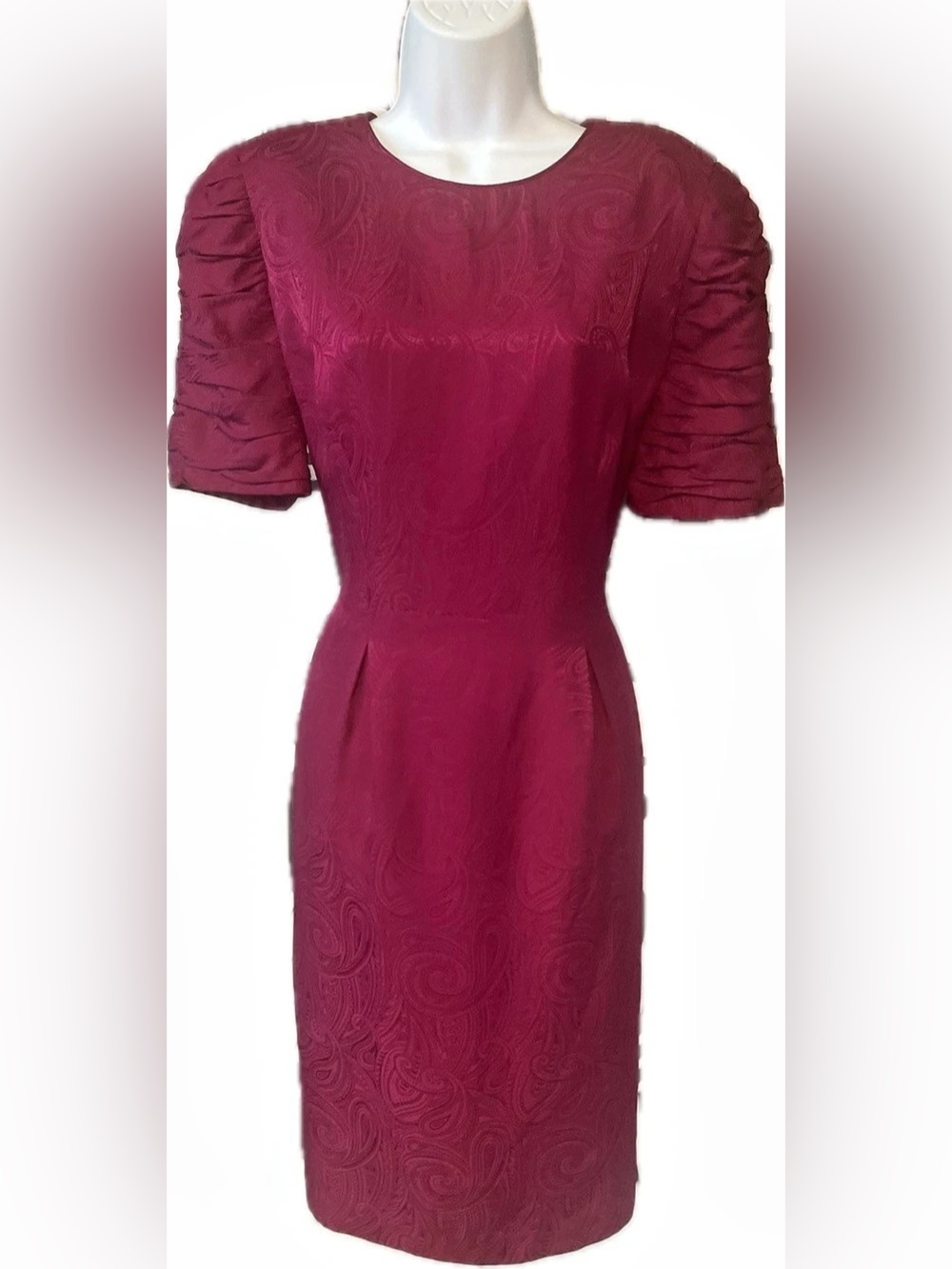 Vintage Liz Claiborne Paisley Puff Sleeve Dress in Pink Size 10 Like New
